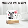 thumbnail image 5 of Mom Gift She is Strong Lovely Beautiful Mom Clear Desk Decorative Sign Keepsake Present Mom Acrylic Sign With Wooden Stand Desk Decor for Home Office 4x4 Inch, 5 of 7