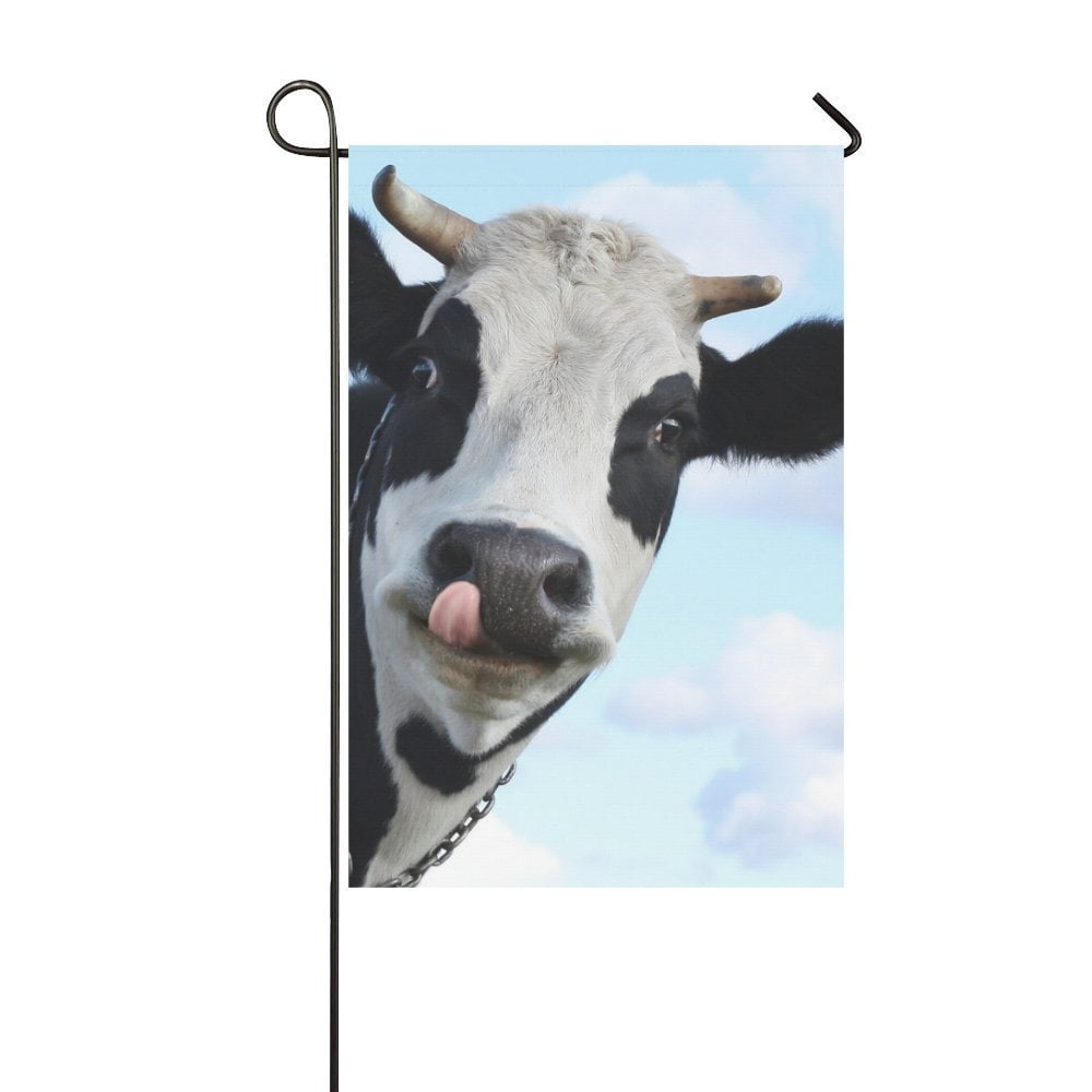 MYPOP Funny Smiling Cow With Tongue Outdoor Decorative Flag Garden Flag