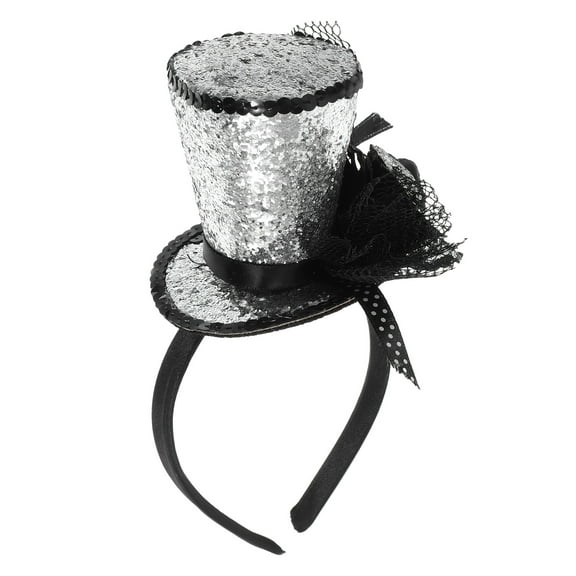 Milisten Sequin Mini Top Hat Headband for Women, Party Headwear for Holiday Gatherings, Costume Accessory, 1 Set