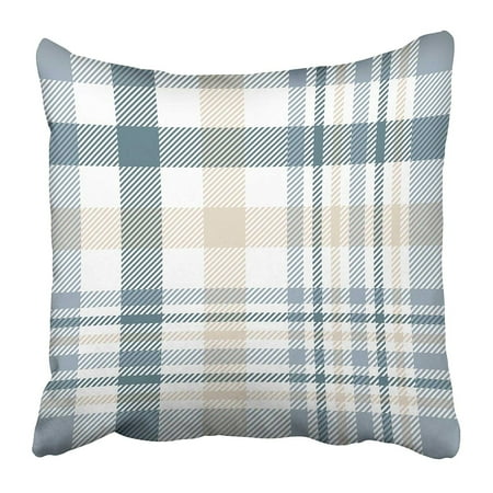 Boss Green Golf - ECCOT Tartan Plaid Check Pattern in Beige White Dusty Teal Green and Grayish Blue Golf Pillowcase Pillow Cover 18x18 inch