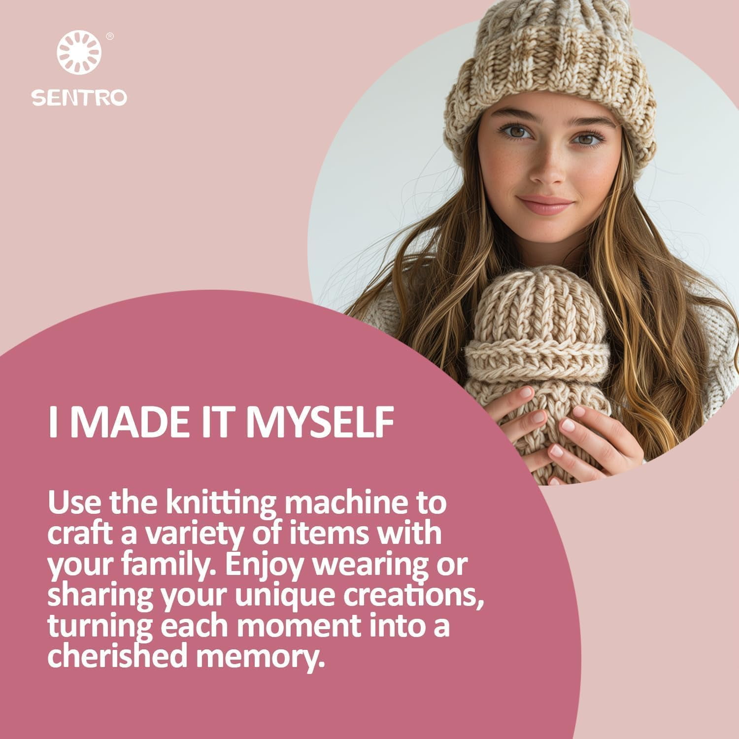 48-Needle Knitting Machine with Table Clamp & Electric Adapter for SENTRO , Smart Weaving Loom for DIY Scarves, Hats, Socks, Beginner & Pro Craft Kit