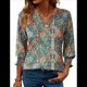 thumbnail image 2 of Blusas de Moda para Mujer 2025, Blusas Informales de Negocios con Mangas 3/4, Camisetas de Verano. Verde Bohemio L, 2 of 9
