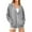 Grey, variant on Women's Zip Up Hoodies Plus Size Drawstring Long Sleeve Solid Color Sweatshirts Fall Winter Fashion Casual Hooded Jacket