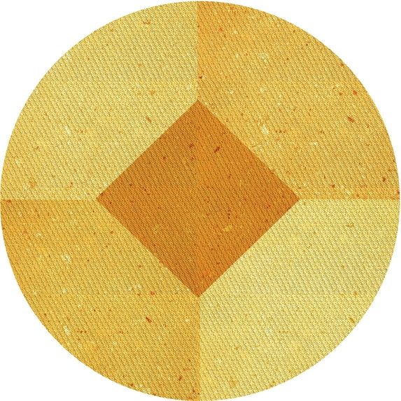 Ahgly Company Indoor Round Patterned Banana Yellow Area Rugs, 8' Round