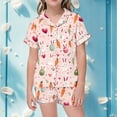 thumbnail image 2 of Tanghaowl Girls' Easter Pajama Set with Pockets - Short-Sleeve Button-Up Top & Shorts, Holiday Family Matching Sleepwear for Tweens (6-14 Years), 2 of 4