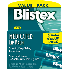 Blistex Medicated Long-Lasting Moisturizing Matte Lip Balm with Cocoa Butter, Beeswax & Menthol, SPF 15, Clear