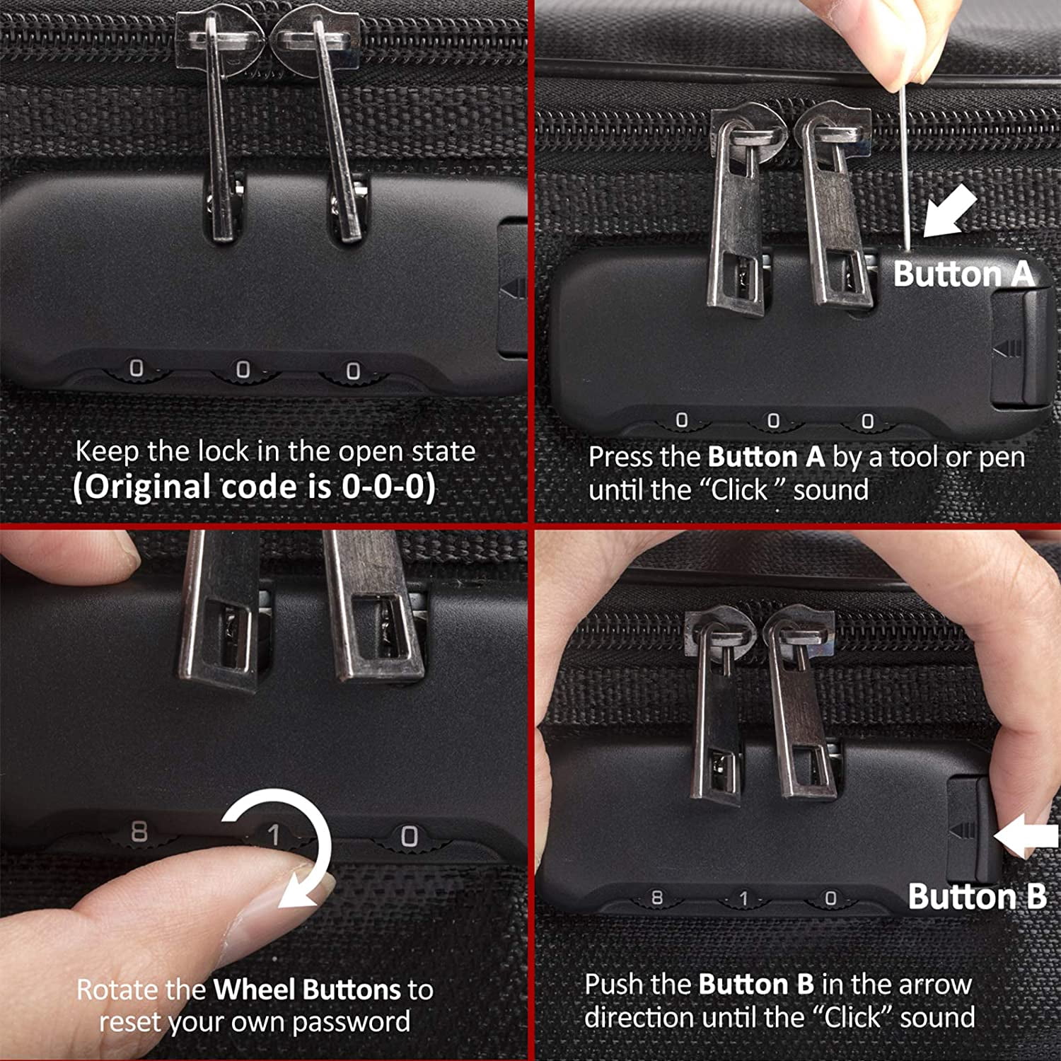 ROLOWAY Nylon 8 Pockets A4 Size File Organizer with Combination Lock, Black