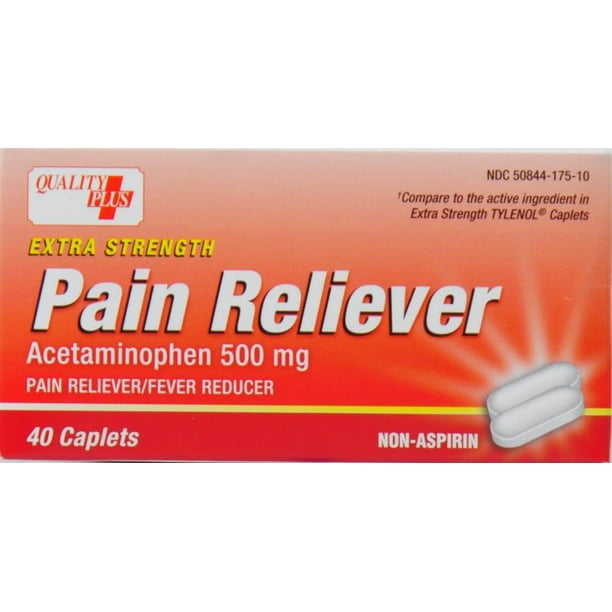 Quality Plus Extra Strength Acetaminophen Caplets, 500 mg, 40 Ct