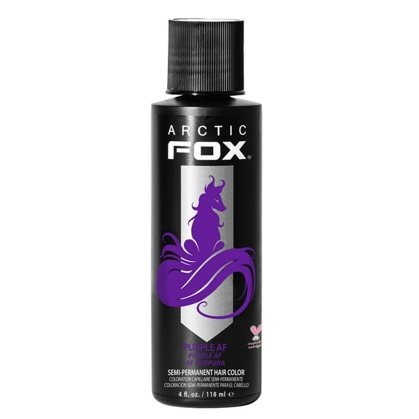 ARCTIC FOX Tinte semipermanente para color de cabello vegano y libre de crueldad animal (4 onzas líquidas PÚRPURA AF)