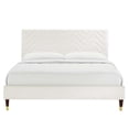 thumbnail image 4 of Modway Leah Chevron Tufted Performance Velvet Twin Platform Bed in White, 4 of 8