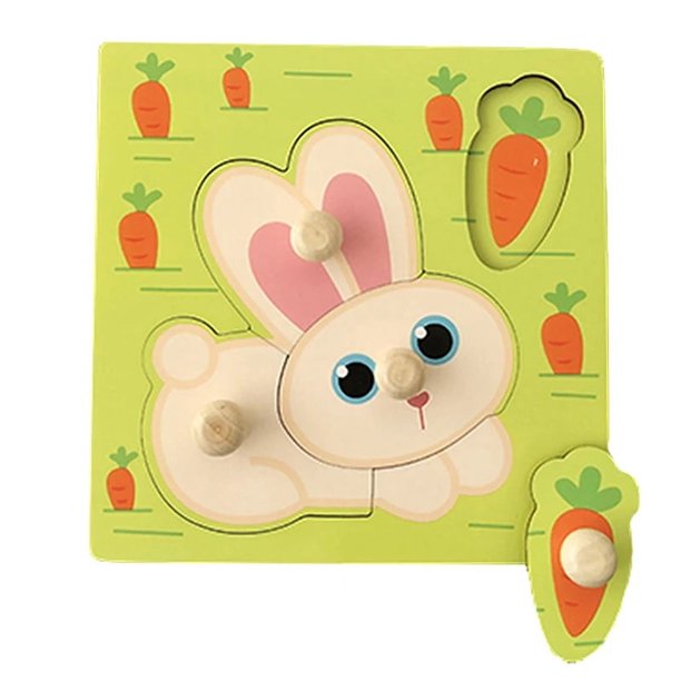 Tablero de agarre de mano para niños rompecabezas 3D juguetes de madera Animal de dibujos animados niño pequeño bebé juguete educativo de Aprendizaje Temprano