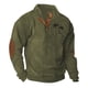 thumbnail image 1 of Blusa y camisa de manga larga con cuello alto para hombre, estilo casual, con estampado de palmeras color cacao, deportiva, con cuello alto, botones y patchwork, de poliéster., 1 of 7