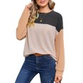 thumbnail image 3 of UVN Sweatshirts for Women Crewneck Casual Long Sleeve Blouse Color Block Loose Tops, 3 of 9