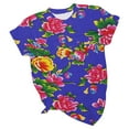 thumbnail image 6 of Penkiiy Floral Shirts for Women's T-Shirts Women's Tops Flower Printing Round Neck Short Sleeved T-shirt Tops, 6 of 6