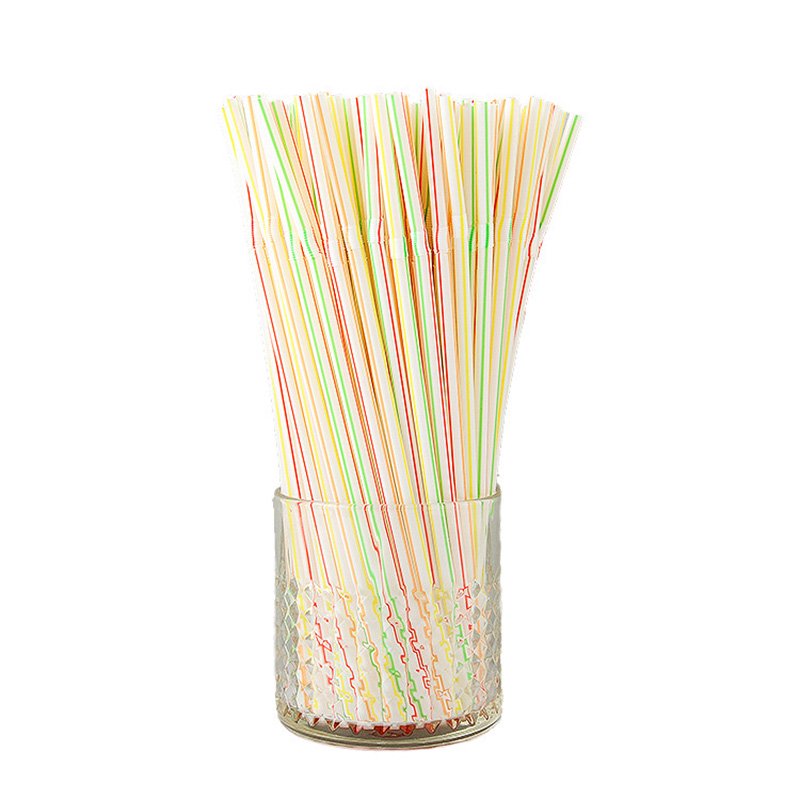 100Pcs Drinking Long Straws Flexible Plastic Extra Bending Multicolor