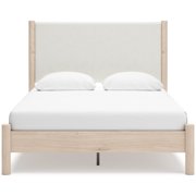 Signature Design by Ashley Cadmori Queen Upholstered Panel Bed with Two-Tone Finish and Rails