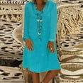 thumbnail image 2 of Black and Friday Deals 2023 Clearance under $5 asdoklhq Woman Clothes Clearance, Women Casual V-Neck Solid Long Sleeve Cotton Linen Dress, 2 of 6
