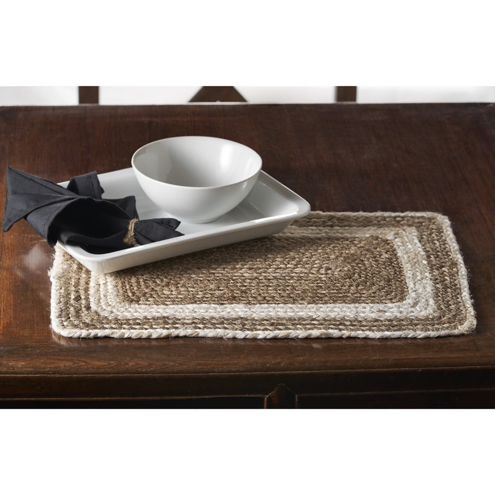 Ox Bay Ollie Set of 4 Jute Placemats, Braided Rectangle