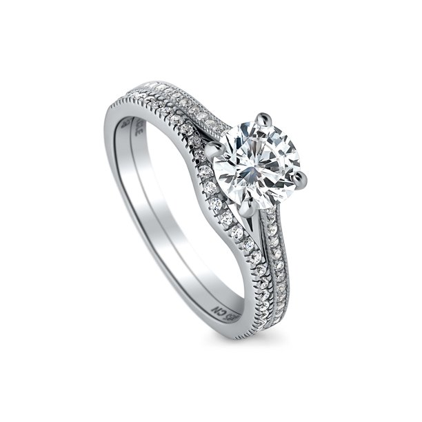 Berricle - BERRICLE Rhodium Plated Sterling Silver Round Cubic Zirconia ...
