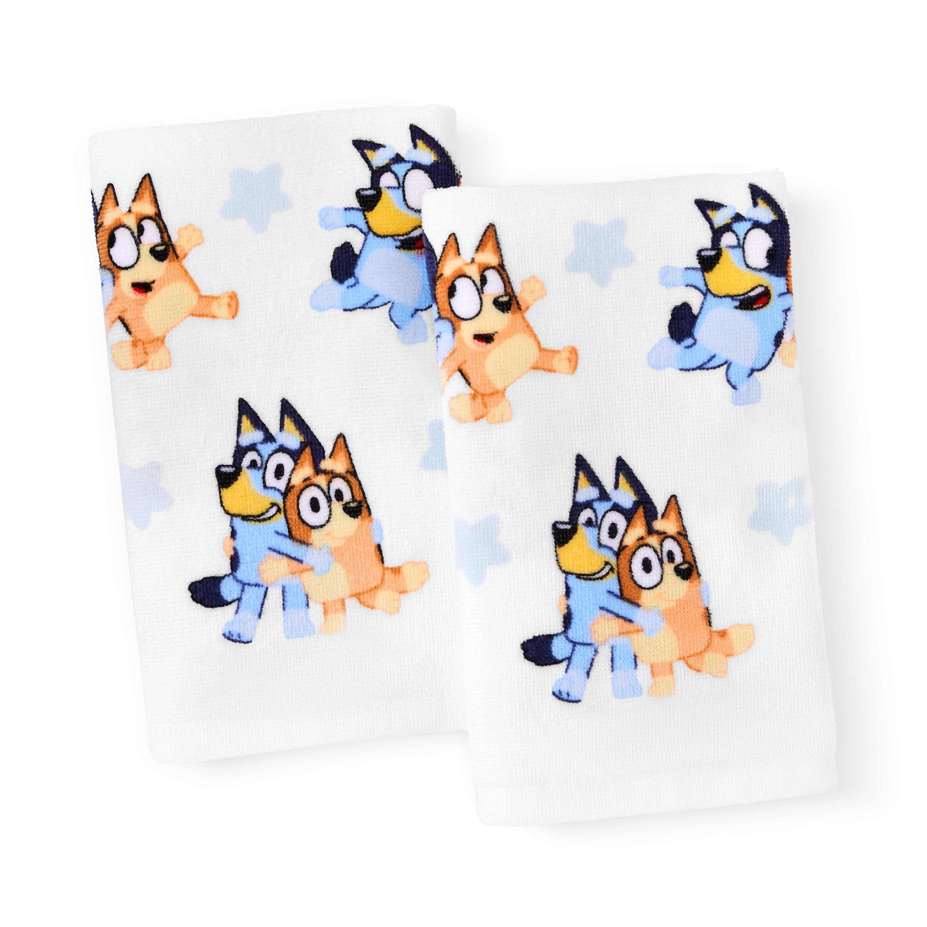 Bluey 3-Piece Bath Set, 2pk Hand Towel & Sculpted 5.5" Lotion Pump, Cotton, Poly-Resin, Blue, BBC Studios