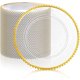 thumbnail image 1 of Paquete de 50 platos de carga transparentes a granel de plástico de 13 pulgadas con abalorio redondas, platos de servicio decorativos de grano esmerilado acrílico para bodas, fiestas, 1 of 10