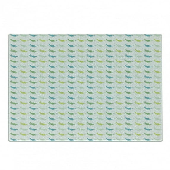 Kangaroo Cutting Board, Group of Cheerful Kangaroos Jumping Together and Carrying Babies in the Pouch, Decorative Tempered Glass Cutting and Serving Board, in 3 Sizes, by Ambesonne