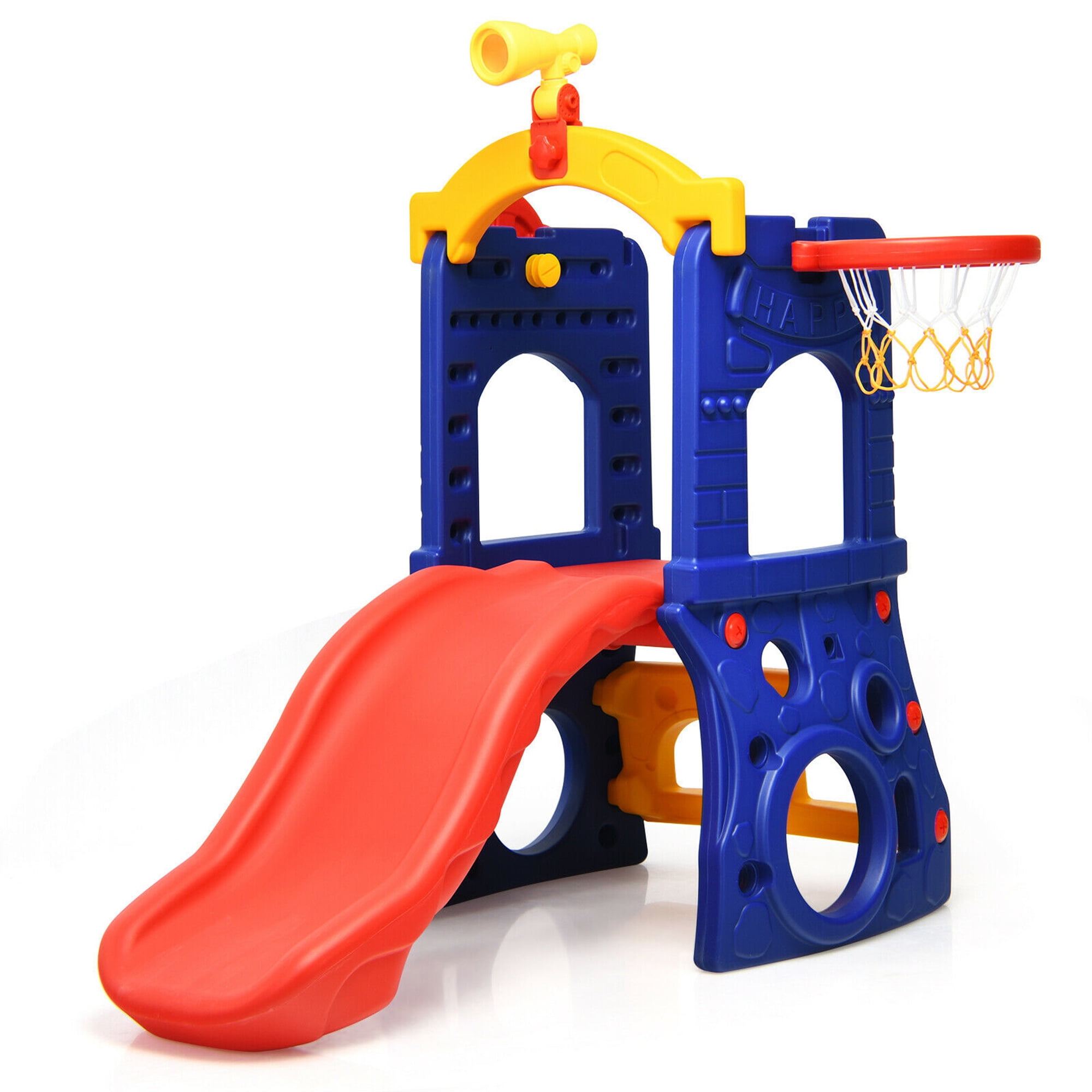 Children Castle Slide Basketball Hoop & Telescope Toy Indoor & Outdoor 