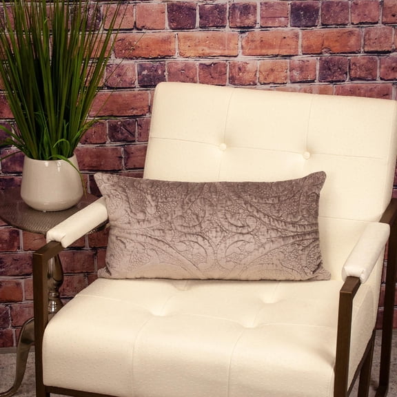 Nassau Collection Tufted Botanical Stitch Rectangular Lumbar Pillow - 24" - Beige