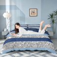 thumbnail image 3 of Homewish Modern Stripes Bedding, Blue Gray Duvet Cover Full, Navy Reversible, 3 Pieces 1 Duvet Cover and 2 Pillowcases, 3 of 6