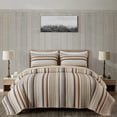 thumbnail image 2 of Chezmoi Collection Avery Striped Cotton Quilt Set King Size, 3-Piece Soft Pre-Washed 100% Cotton Quilt, Multi-Color Brown, 2 of 9