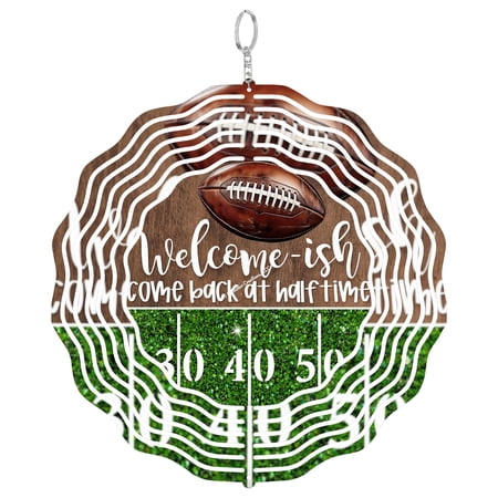 Football Welcome-ish Come Back At Half Time 3D Wind Spinner Funny Sports Hanging Decor Man Cave Garden Art Dad Gift