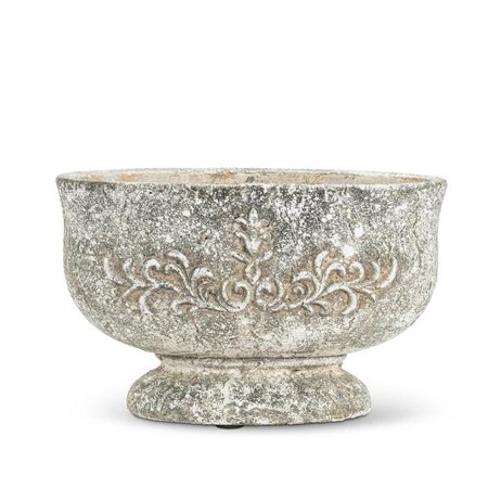 7 x 12 in. Oval Pedestal Planter  Grey - Large