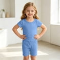 thumbnail image 5 of Dxzfnsa Toddler Kids Sets Round Neck Short Sleeve T Shirts and Comfortable Shorts Sets Unisex Two Piece Summer Solid Color Outfits, 5 of 7