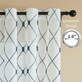 Topfinel White Sheer Curtains Geometric Navy Embroidered Diamond