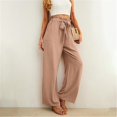 thumbnail image 2 of yunLCZ Women's Casual Plus Size Pants Women's Solid Color High Waisted Casual Wide Leg Pants With Elastic Waist Straight Leg Pants Casual Lounge Sweatpants, 2 of 4