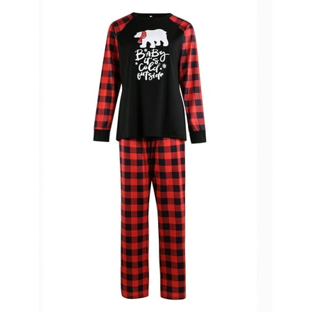 

One Opening Parent-child Wear Christmas Plaid Letter Cartoon Print Pajamas