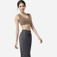 thumbnail image 3 of Women's One Shoulder Cut-Out Sports Bra with Asymmetrical Design - Small, Beige, 3 of 7