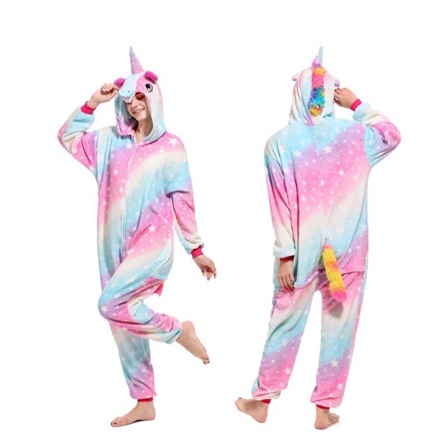 Kigurumi-Pijama de franela de unicornio para mujer, ropa de dormir Unisex, disfraces de Anime para adultos, invierno, navidad