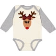 thumbnail image 3 of Inktastic Cute Girl Reindeer with Buffalo Plaid Bow Boys or Girls Long Sleeve Baby Bodysuit, 3 of 5