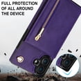 thumbnail image 2 of Dteck for iPhone 16 Plus Case, Shockproof Magnetic Protective Zipper Pocket Purse Handbag Shoulder Strap Stylish Protective Cover, Purple, 2 of 8