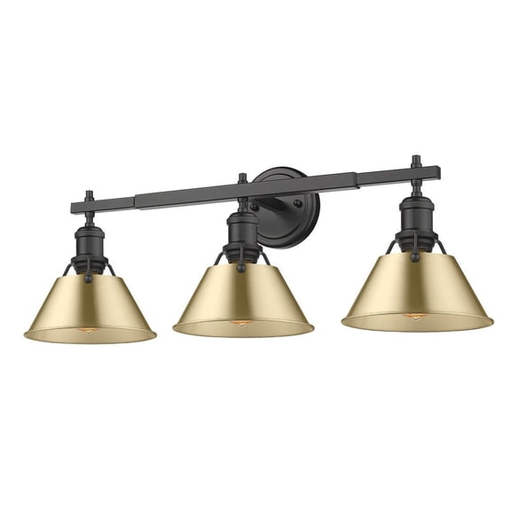 Orwell 3-Light Vanity Light in Matte Black with Brushed Champagne Bronze