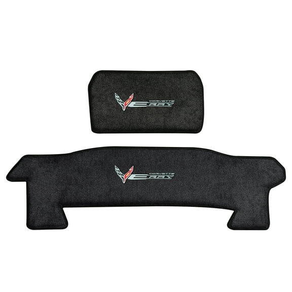 Lloyd Mats LogoMat Custom-Fit 2PC Frunk/Trunk Carpet Mats for 2024-2026 Chevrolet C8 Corvette E-RAY Conv, Charcoal