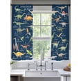 thumbnail image 2 of Dinosaur Family Sheer Curtains 2 Panels Set Retro Watercolor Dinosaur Name Letter Navy Blue Sheer Window Curtains Light Filtering Rod Pocket Voile Drapes for Bedroom Living Room 52"X72", 2 of 8