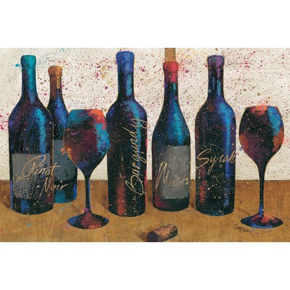 Wine Splash | Beautiful Wine Bottle and Glass Line-Up by Wellington Studios; One 18x12in Paper Poster