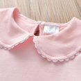 thumbnail image 3 of Kids Baby Girl Long Sleeve Collar Shirt Toddler White Blouse Puff Short Sleeve T-Shirt Solid Color Basic Top Bottom, 6 Months-6Y, 3 of 7