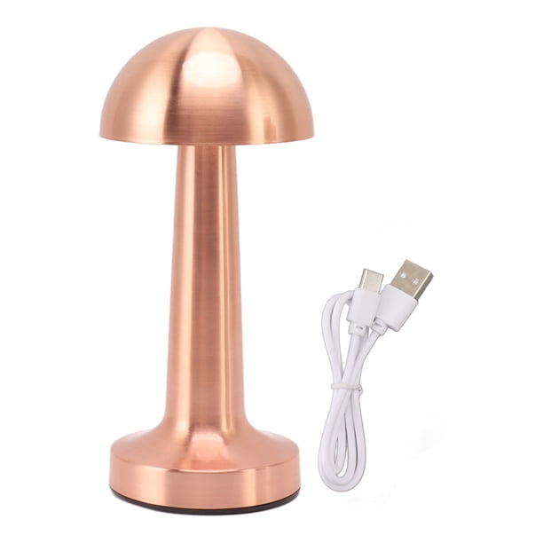 Lámpara de mesa con forma de hongo, recargable, con atenuación continua y control táctil, para decoración del hogar.