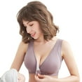 thumbnail image 1 of Women Nursing Bras Wire Free Breastfeeding Tank Bra V-neck Maternity Bra Front Snap Padded Sleep Bralettes, 1 of 8