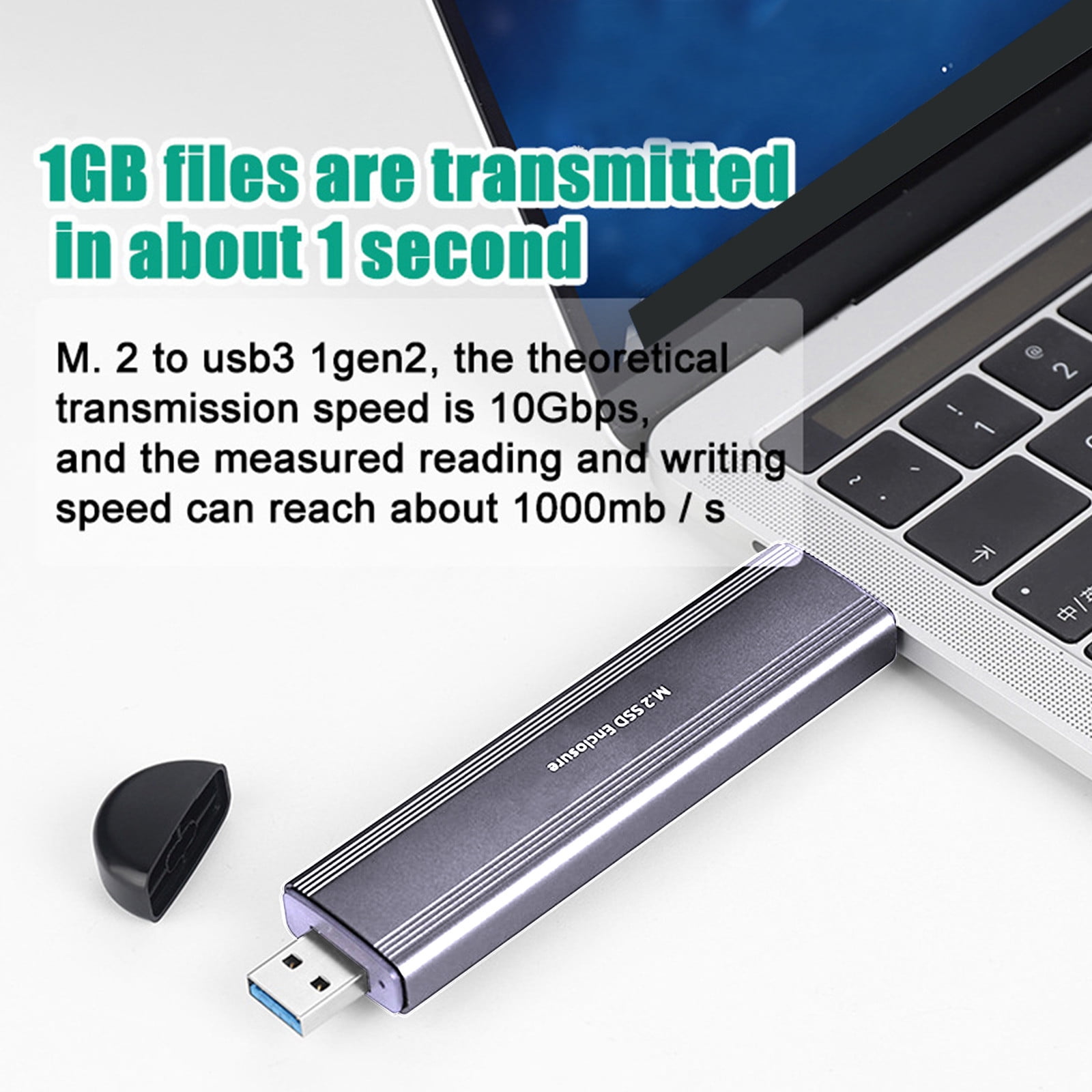 KQJQS SSD Disk Enclosure Removable Portable Disk Enclosure Supports NVMe/NGFF Dual Protocols 10Gbps High-speed Transmission USB3.1 Type-c Connection