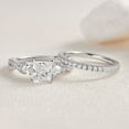 thumbnail image 3 of Sparkle Jewels Women's Princess Cut Cubic Zirconia Bridal Wedding Ring Set 14K White Gold Finish, 3 of 5