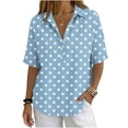 thumbnail image 2 of MAFYTYTPR Women's Polka Dot Half-Button Shirt Spread Collar Short Sleeve Casual Tops for Everyday Wear S-3XL Plus Size, 2 of 7